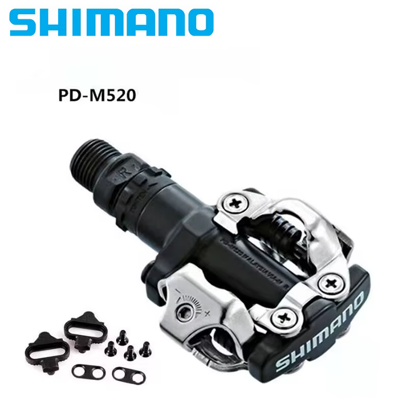 Pédales VTT Shimano PD-M520/M540 de qualité professionnelle SPD à dégagement multiple - avec caleçons SH51 pour un cyclisme durable sur sentier et en montagne