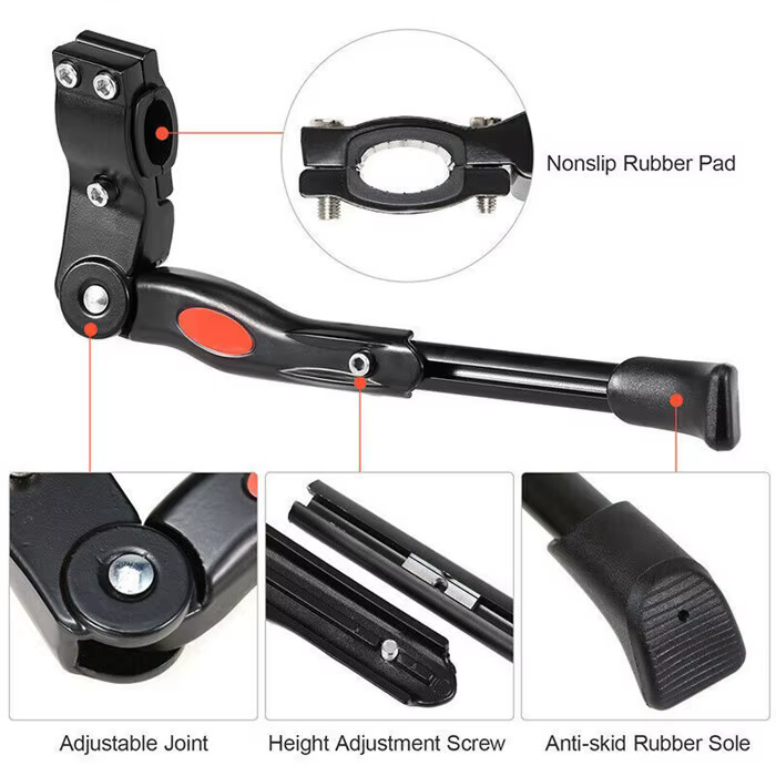 Béquille de vélo réglable en alliage d'aluminium, béquille latérale de vélo