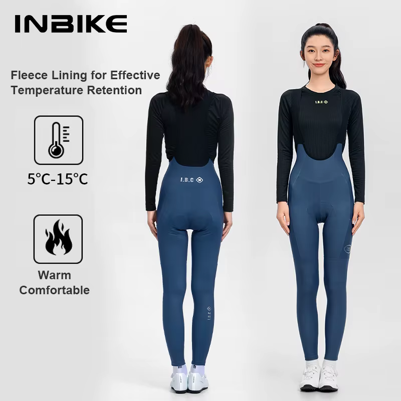 INBIKE automne hiver nouveau Style femmes polaire bavoir pantalon taille haute chaud longue Distance cyclisme