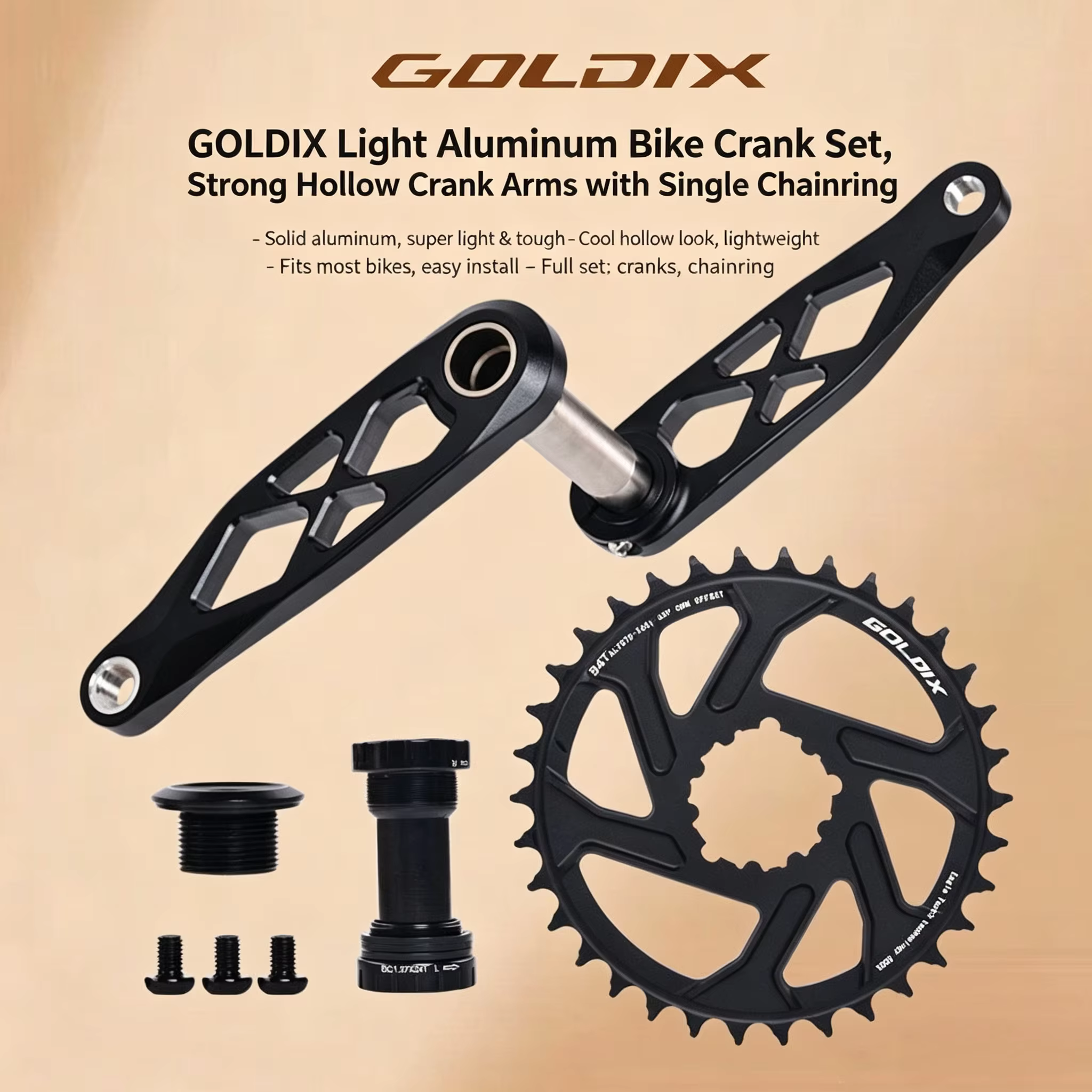 Pédalier de vélo de montagne BSA 24 mm 165 170 175 mm R-SPEC Trail Hollow pour DH AM XC compatible Shimano SRAM