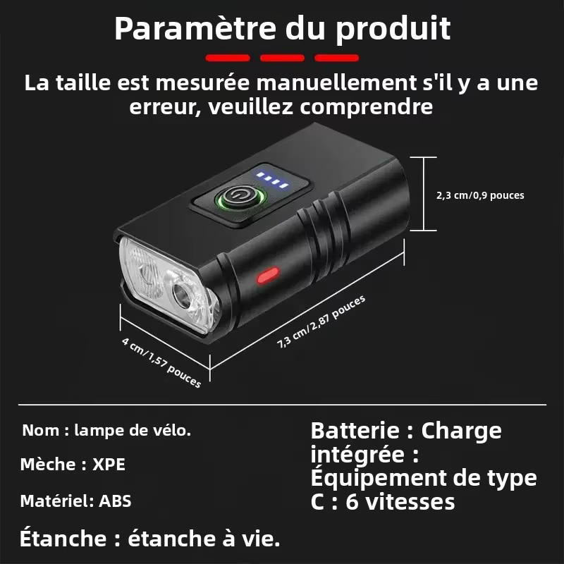Lumière de vélo lampe de poche de cyclisme équipement nuit équitation route VTT