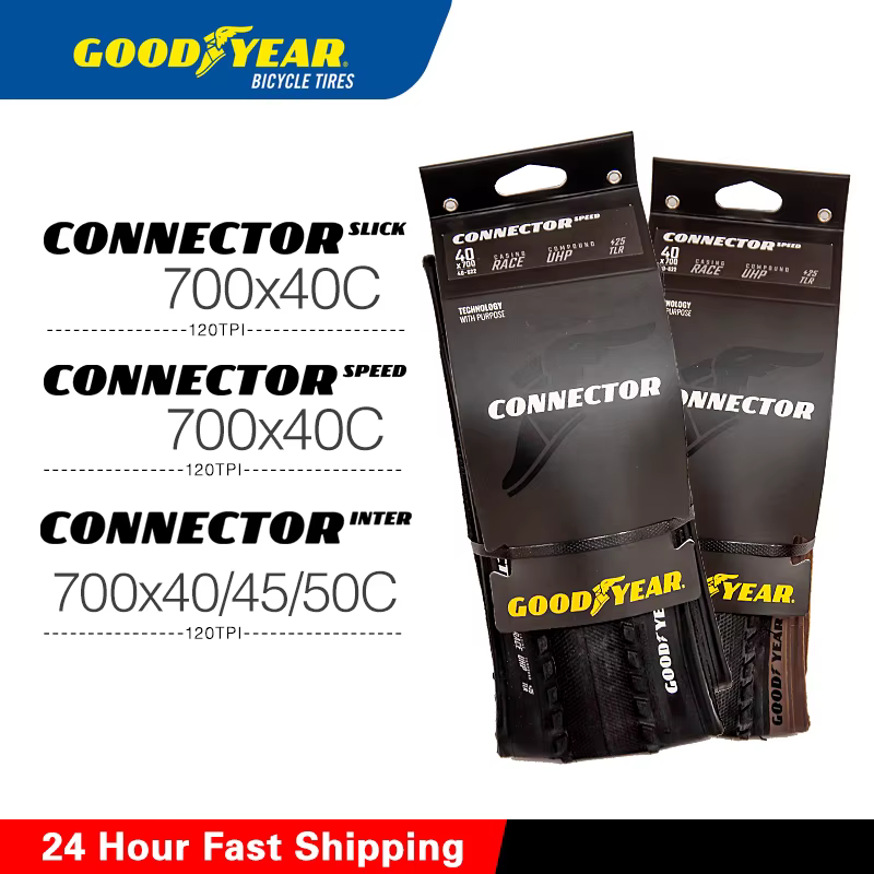 Pneu de vélo Goodyear Gravel Connector Speed/Slick/Inter Race 700 x 40C Tubeless Fold 120TPI Noir/Marron pour Cross