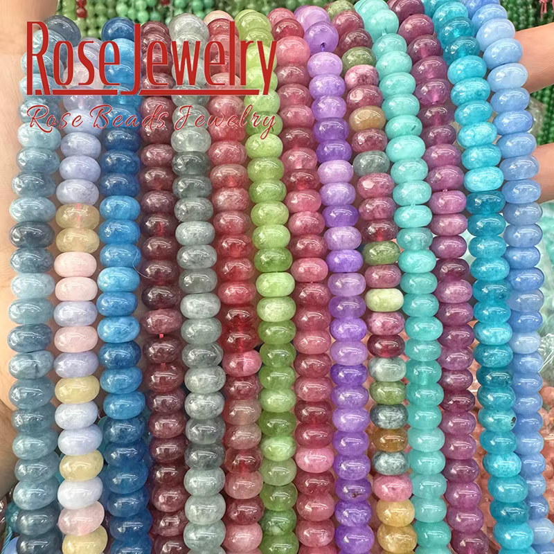 Perles Rondes en Tourmaline, Boulier, Jades Colorés Naturels, pour Bijoux de Direction, DIY, Bracelets, Colliers de la raq, 5x8mm, 15 Pouces