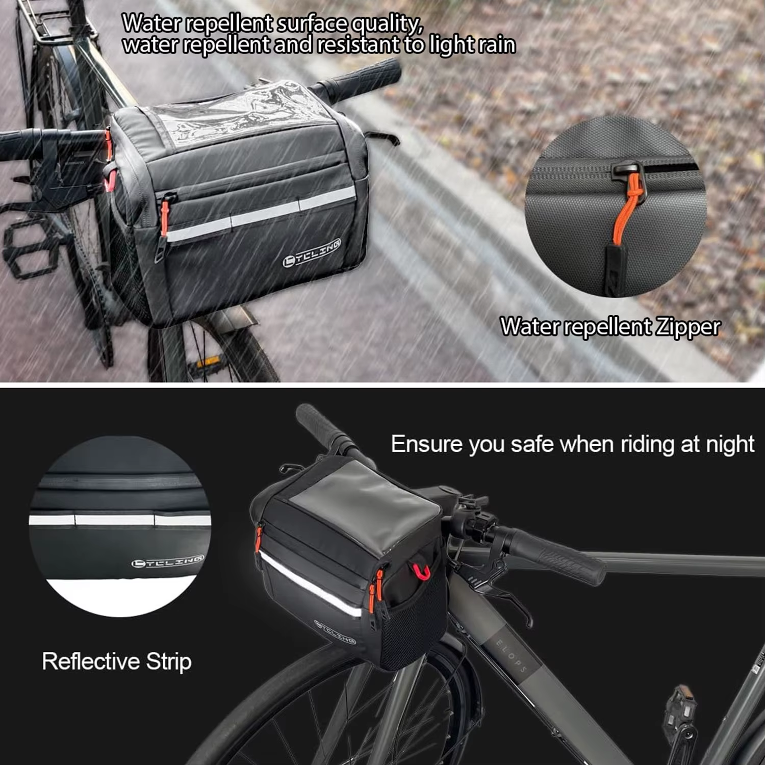 Toptrek 4L sac de guidon de vélo grande capacité isolé stockage de voiture sac