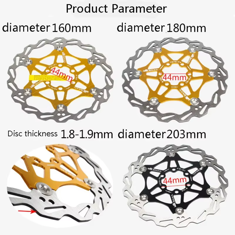 Escargot disque flottant VTT refroidissement disque flottant Ultra-léger Six broches disques disque de frein 160 180 203mm accessoires