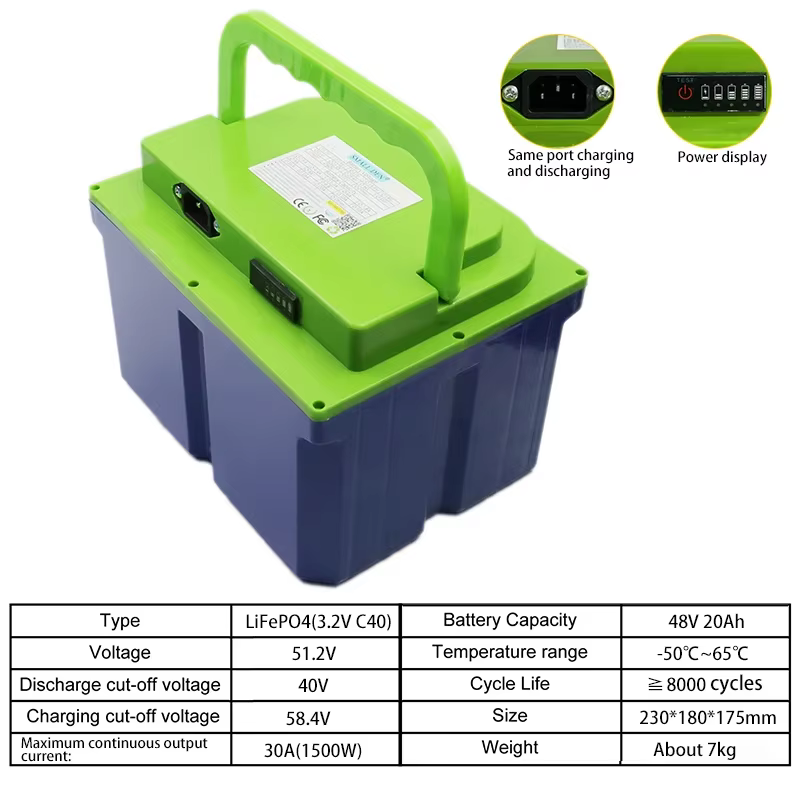 Nouvelle batterie LiFePO4 48V 20Ah, EVE-C40 16S1P, 8000+ cycles, pour moteur 1500W, scooter électrique, voiturette de golf, moto, bateau, conception portable