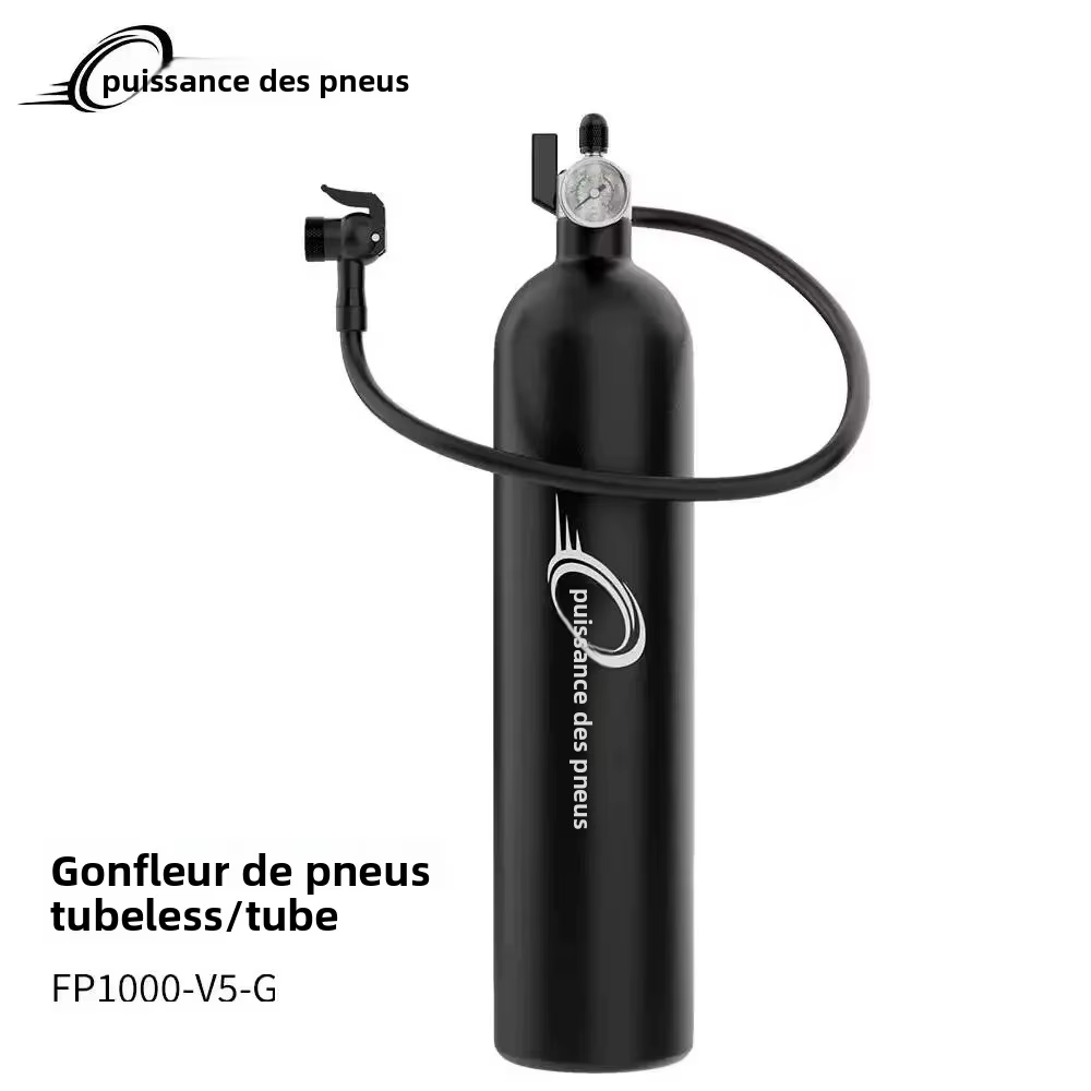 Pompe à vélo 1,3 L pour pneus tubeless/tubelessless, pression max. 200 PSI, compatible avec les valves Presta et Schrader pour vélos de route et VTT