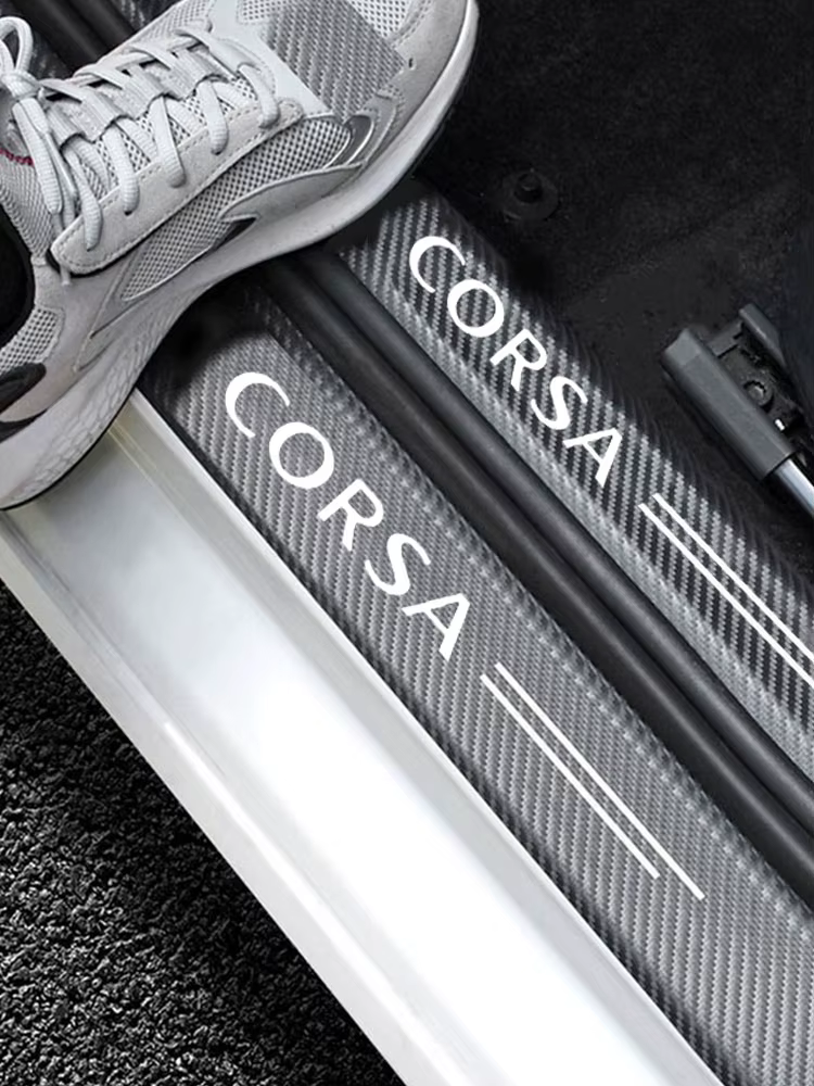 Protection de seuil de porte de voiture tendance, couvre-pédale de bienvenue, bande anti-salissure et anti-rayures pour accessoires Opel Corsa