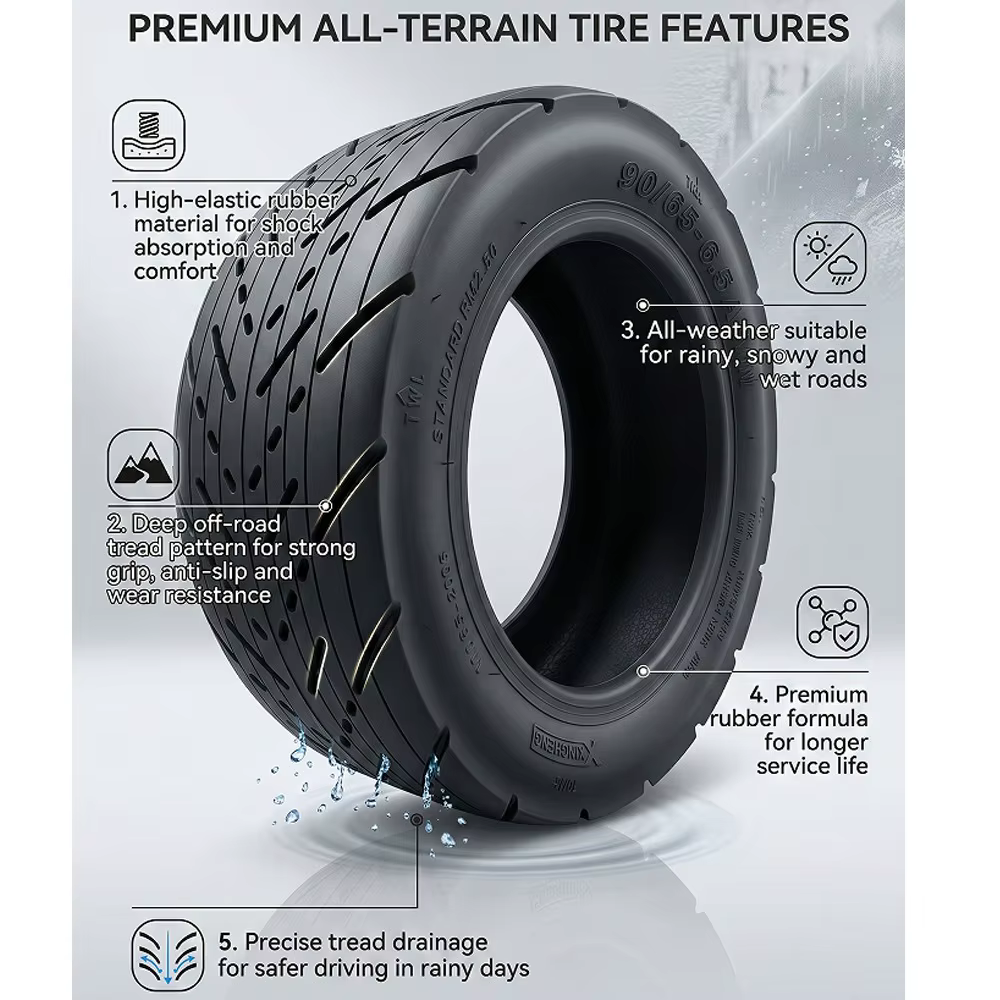 Pneu tubeless renforcé 90/65-6.5 pour trottinette électrique Kukirin G4
