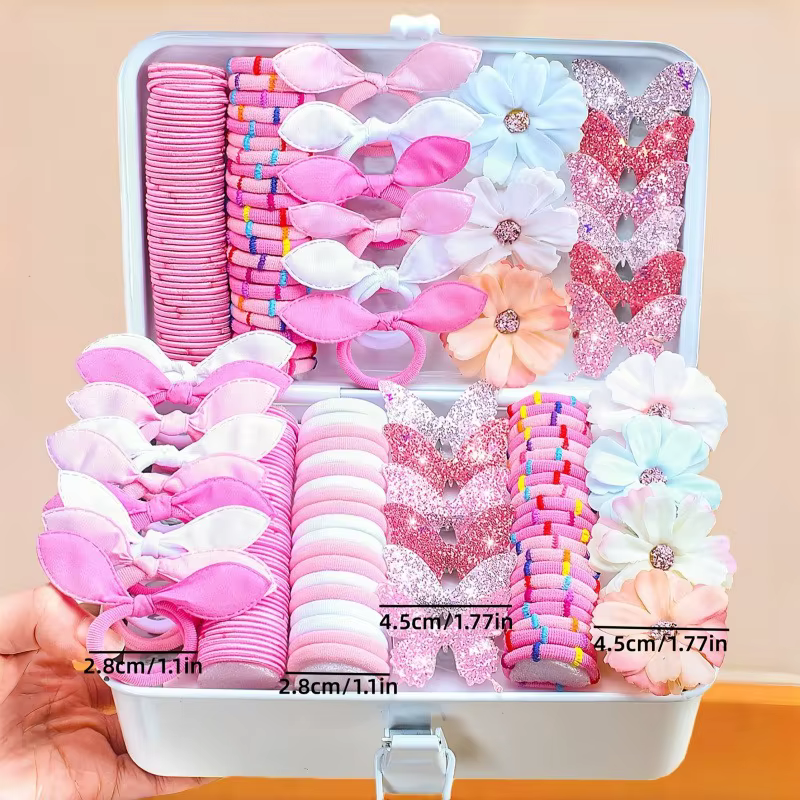 Ensemble d'accessoires pour la Saint-Valentin rose 190 pièces | Comprend un nœud, des fleurs et des motifs de fleurs artificielles | Parfait pour la Saint-Valentin.