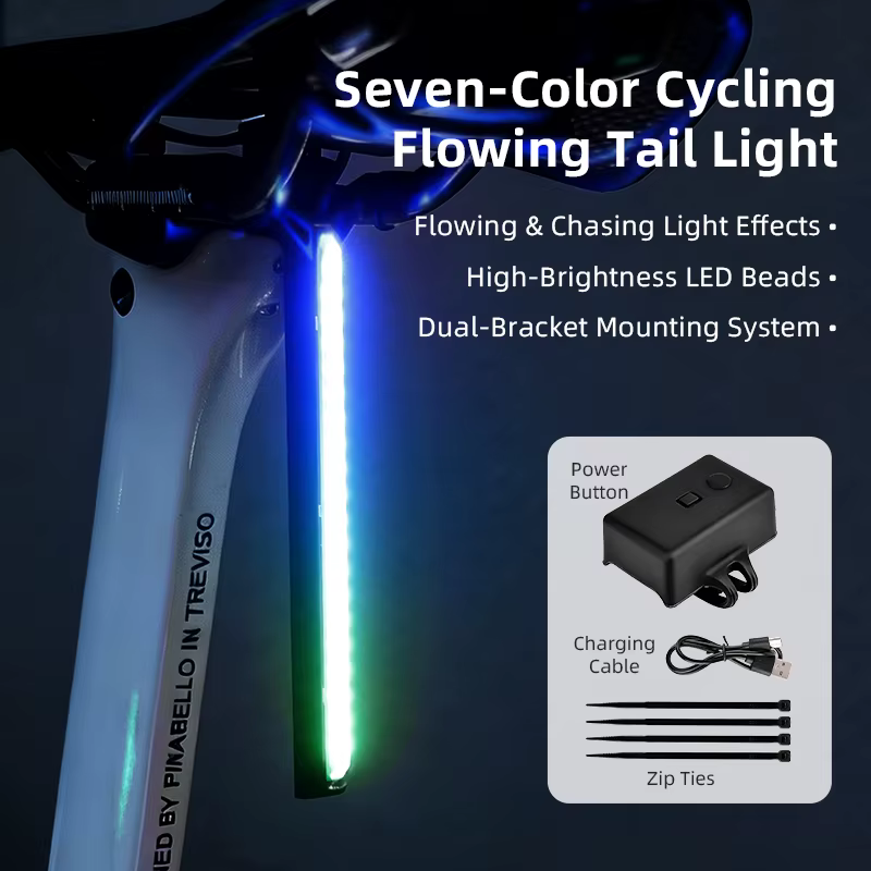 Feu arrière de vélo ESLNF RGB à fixation sur rail de selle