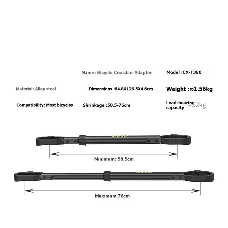 【TRAVEL ESSENTIAL】CXWXC Porte-vélo réglable avec barre transversale, adaptateur de tube supérieur pour vélos électriques, vélos de montagne à suspension intégrale