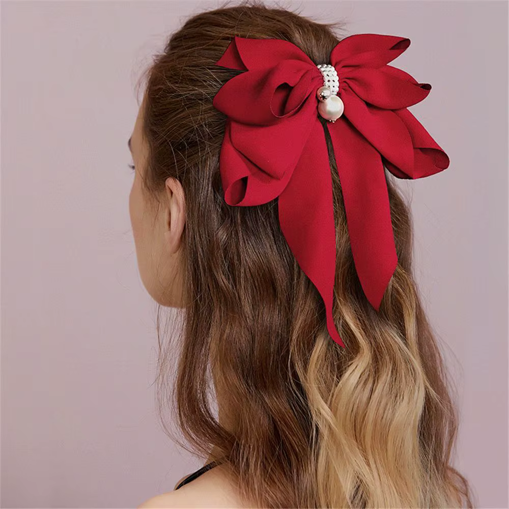 Accessoires de cheveux pour filles et femmes, coiffure, gros nœud, pinces queue de cheval, ruban