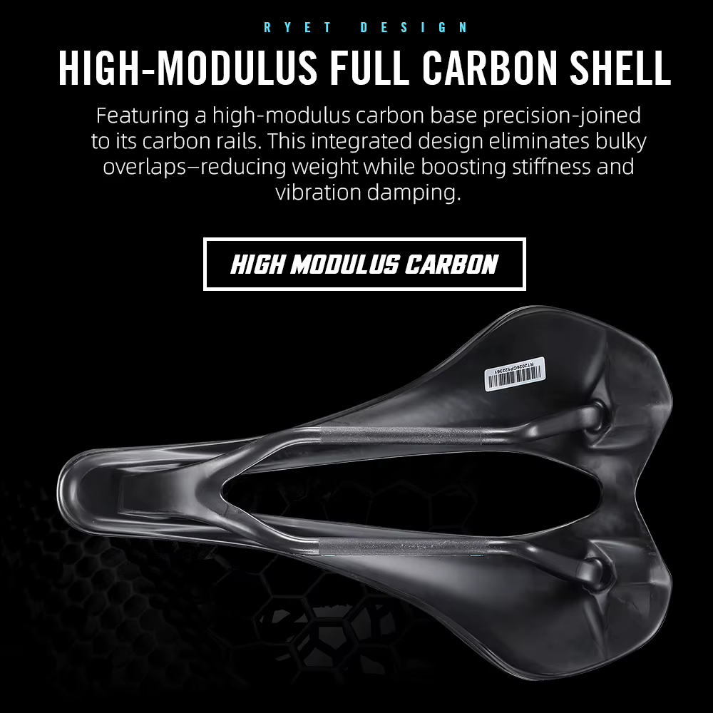Selle RYET 148g Ultra-légère Imprimé 3D Carbone 243x147mm Pour Course Route Vélo Coussin Assise