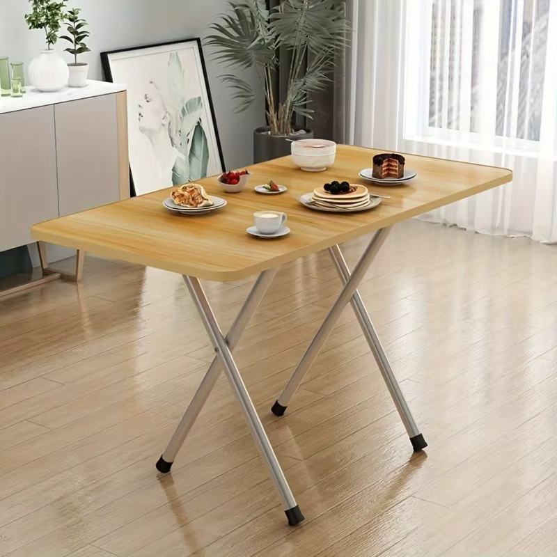 Table pliante simple de petite taille pour la maison, table à manger, table d'étude pour étudiants, table portable à double barre pour dortoir ﻿