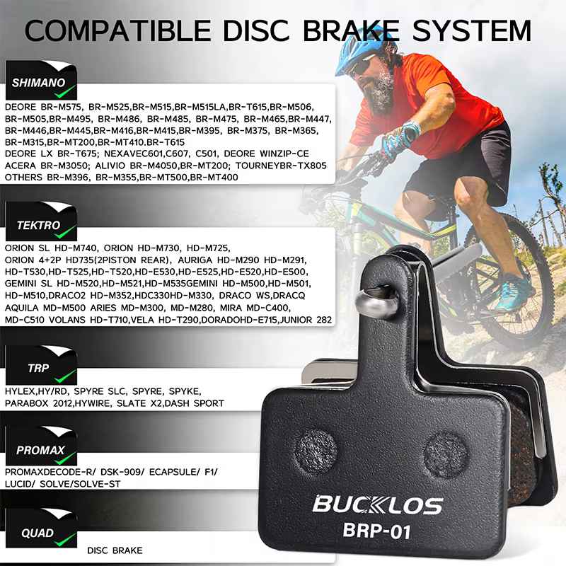 BUCKKub-Plaquettes de frein à disque semi-métalliques pour vélo de montagne