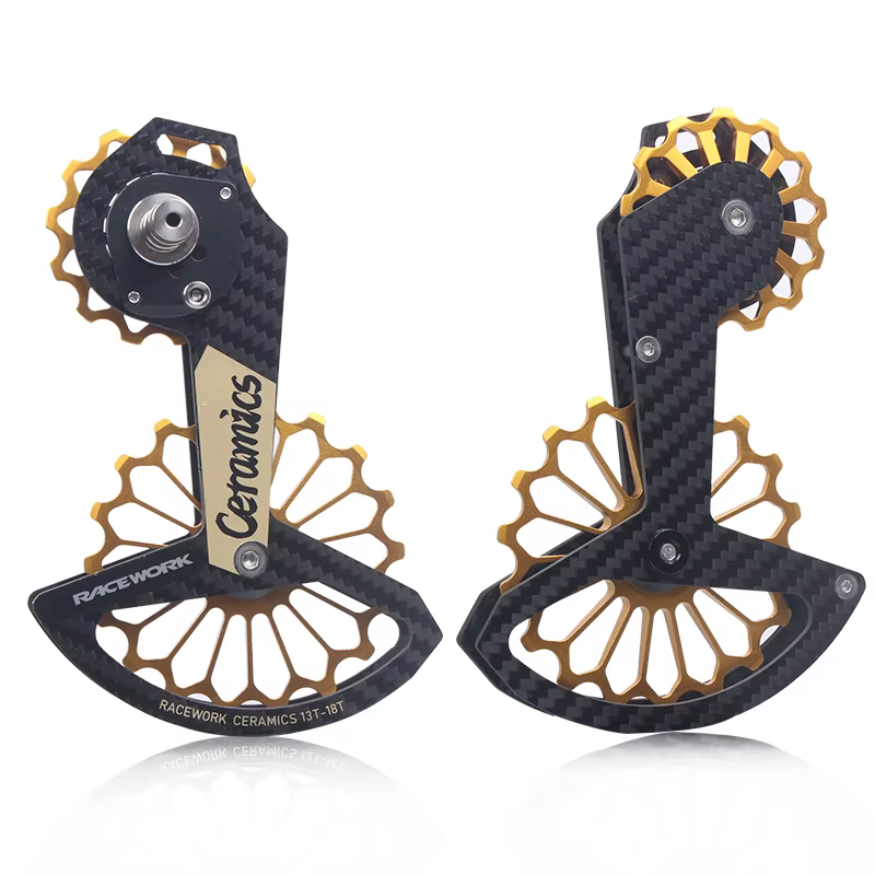 RACEWORK 18T vélo de route dérailleur arrière en Fiber de carbone roulement en céramique poulie roue de guidage arc-en-ciel pour SHIMANO R7000 R8000/8050/9100
