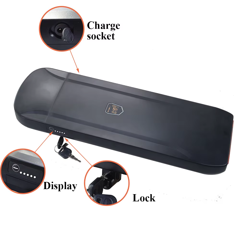 Batterie de vélo électrique Phylion pour porte-bagages arrière 36V 10.4Ah 13Ah 15Ah 17.5Ah 21Ah E-bike Joycube Wall-ES