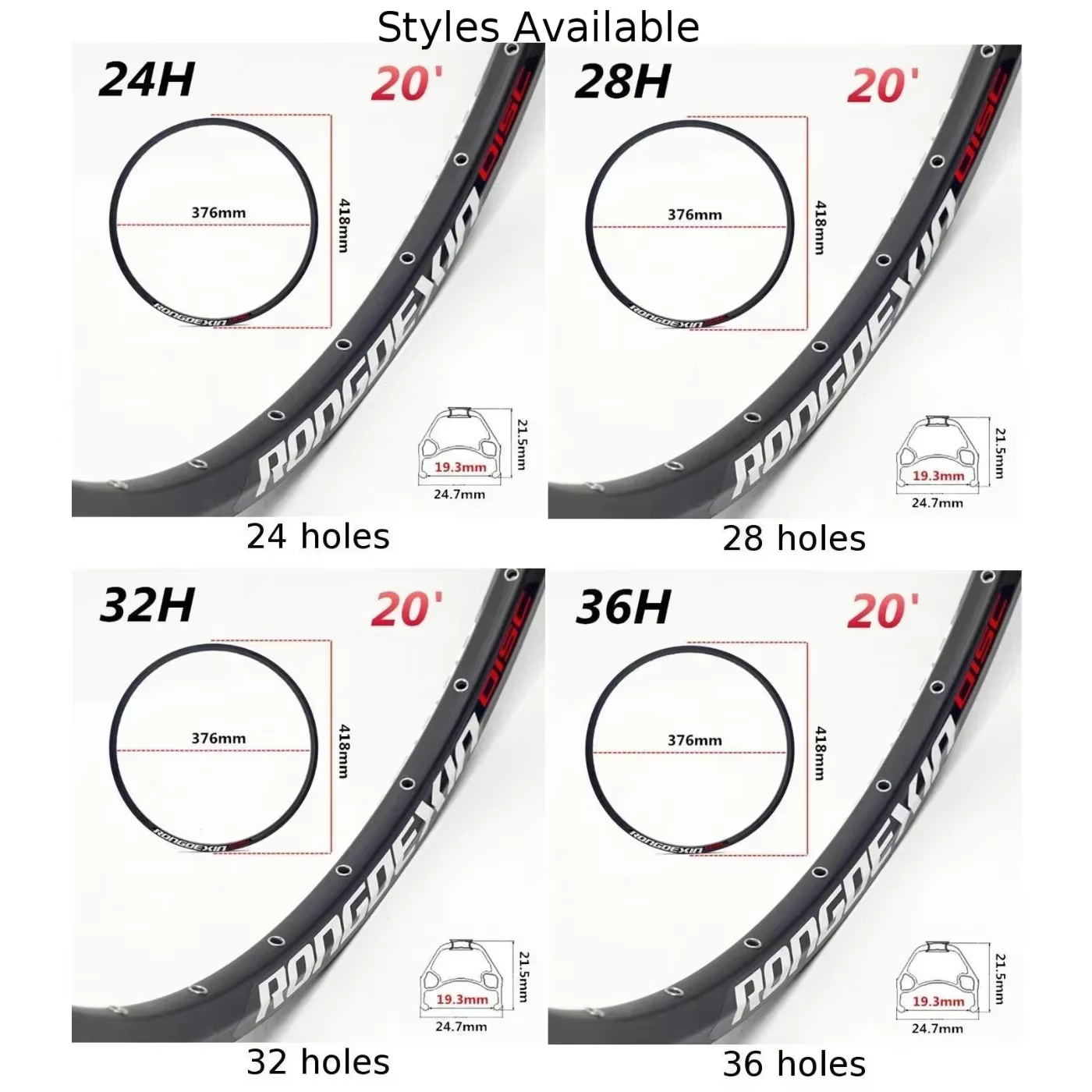 【Prix de dégagement】 jante de roue de vélo de 20 pouces 24/28/32/36 trous
