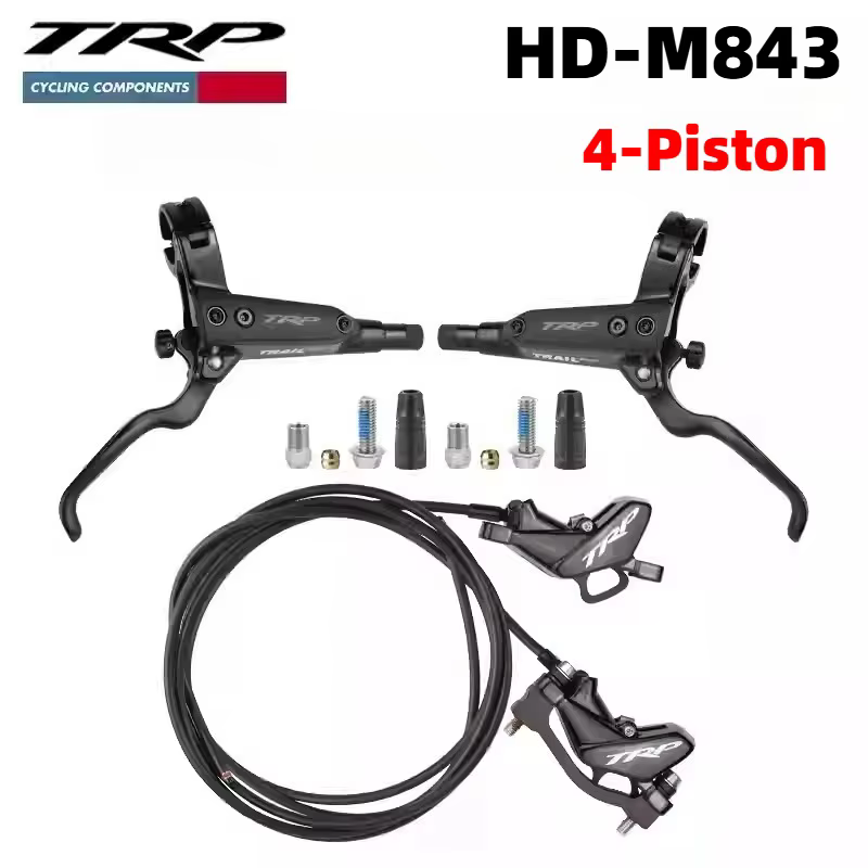 Frein à disque hydraulique pour vélo de montagne TRP Trail EVO HD-M843, frein de qualité AM/ENDURO à 4 pistons avec tube d'huile de 1800 mm et poignée ergonomique