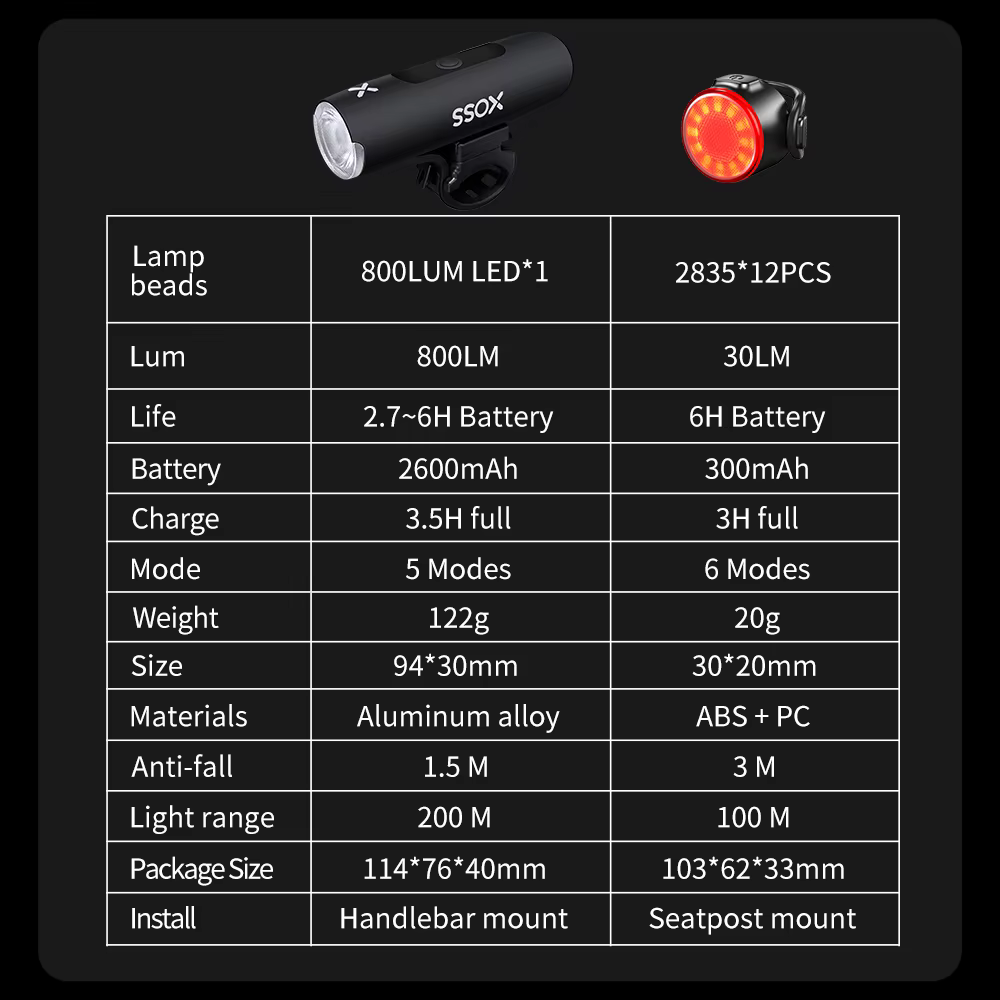 XOSS XL-800 vélo lumière phare étanche USB Rechargeable route vtt avant lampe