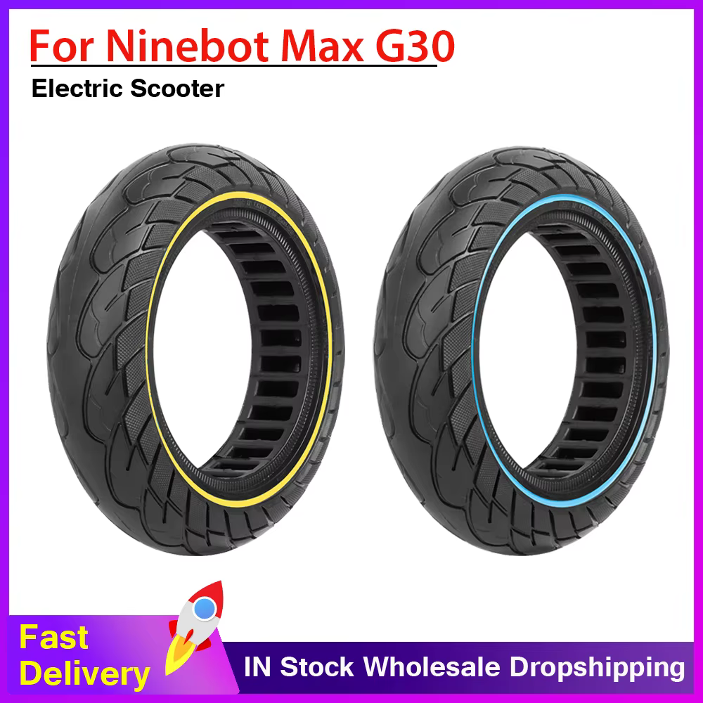Pneus sans chambre à air 10x2.5, pneu solide 60/70 – 6.5 pour Scooter électrique Ninebot Max G30, pneu en nid d'abeille creux antidéflagrant de 10 pouces