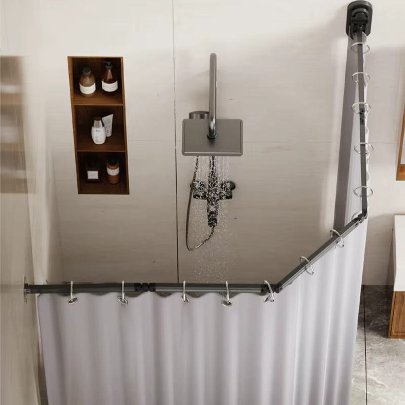 Ensemble de rideaux de douche pliables sans perçage à ventouses, cloison de douche invisible, séparation sec-humide pour salle de bain, étanche et rétractable