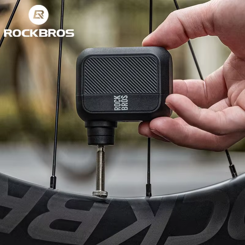 ROCKBROS Mini pompe à vélo électrique 100PSI type-c gonfleur d'air Rechargeable
