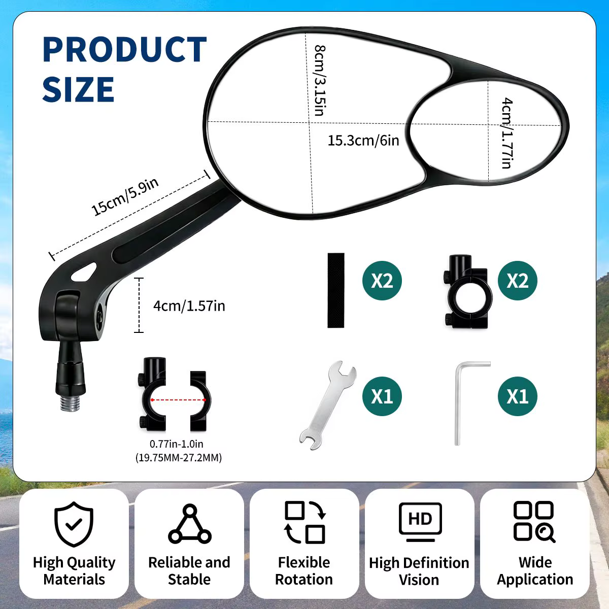 Support de rétroviseur pour guidon de vélo