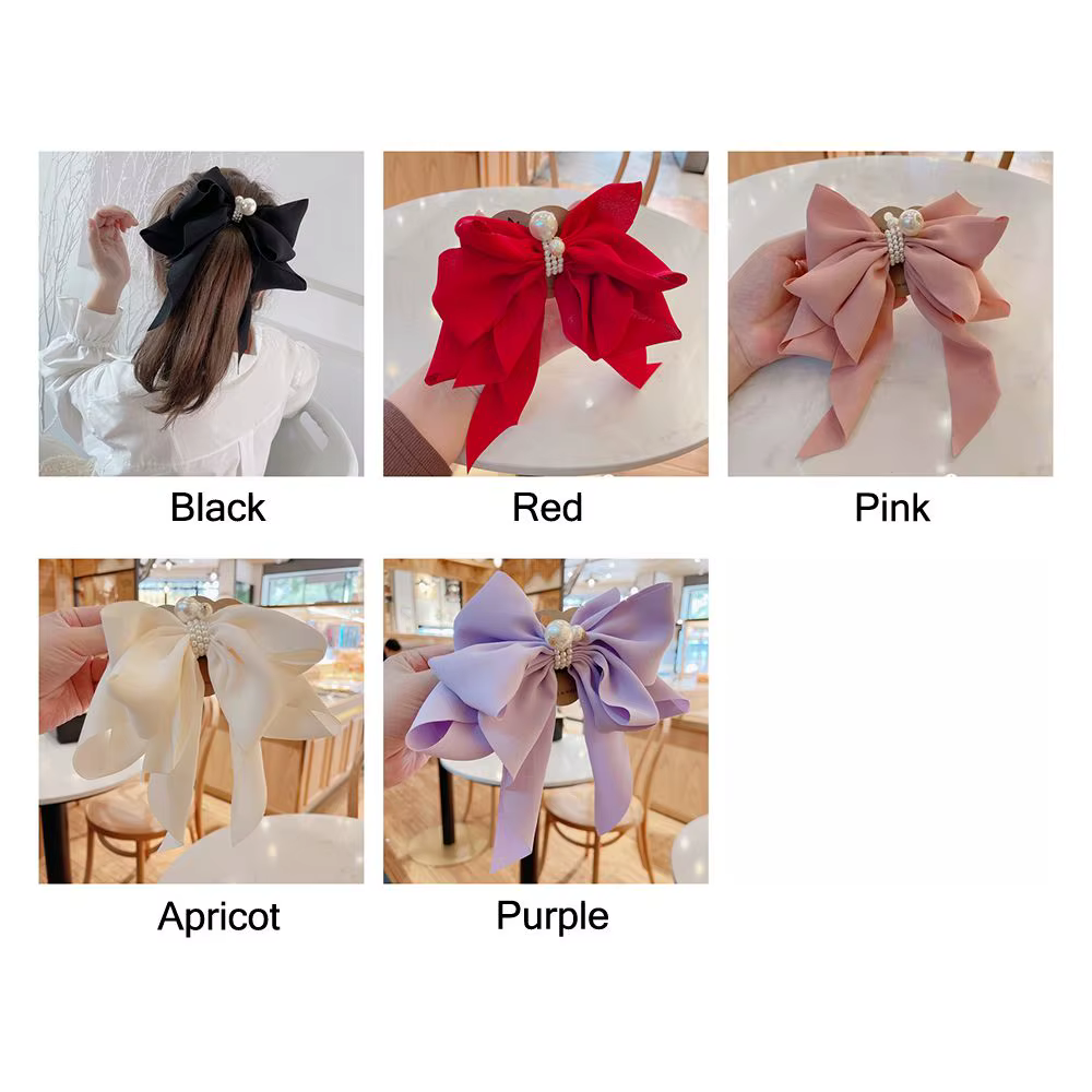Accessoires de cheveux pour filles et femmes, coiffure, gros nœud, pinces queue de cheval, ruban