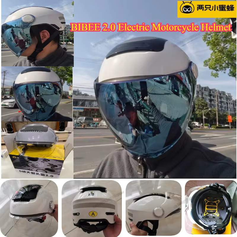 BIBEE 2.0 casque de moto électrique été respirant Jet Scooter demi-casques hommes femmes double lentilles