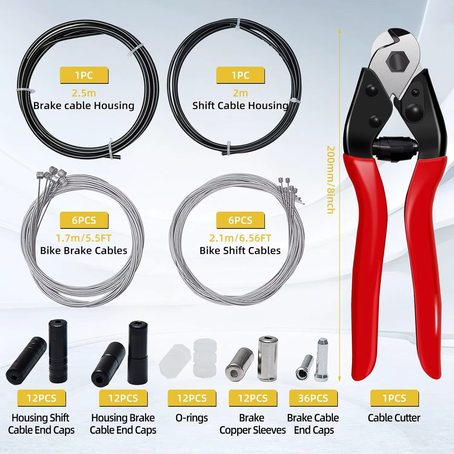 Kit de réparation de câbles de frein et de dérailleur pour vélo de montagne et de route