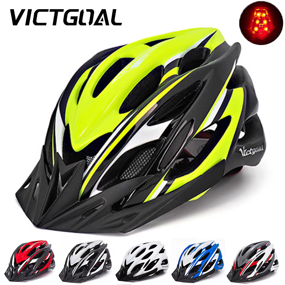 VICTGOAL Casque de vélo Ultralight Feux arrière pour hommes LED Tailling avec pare-soleil MTB Road Bike