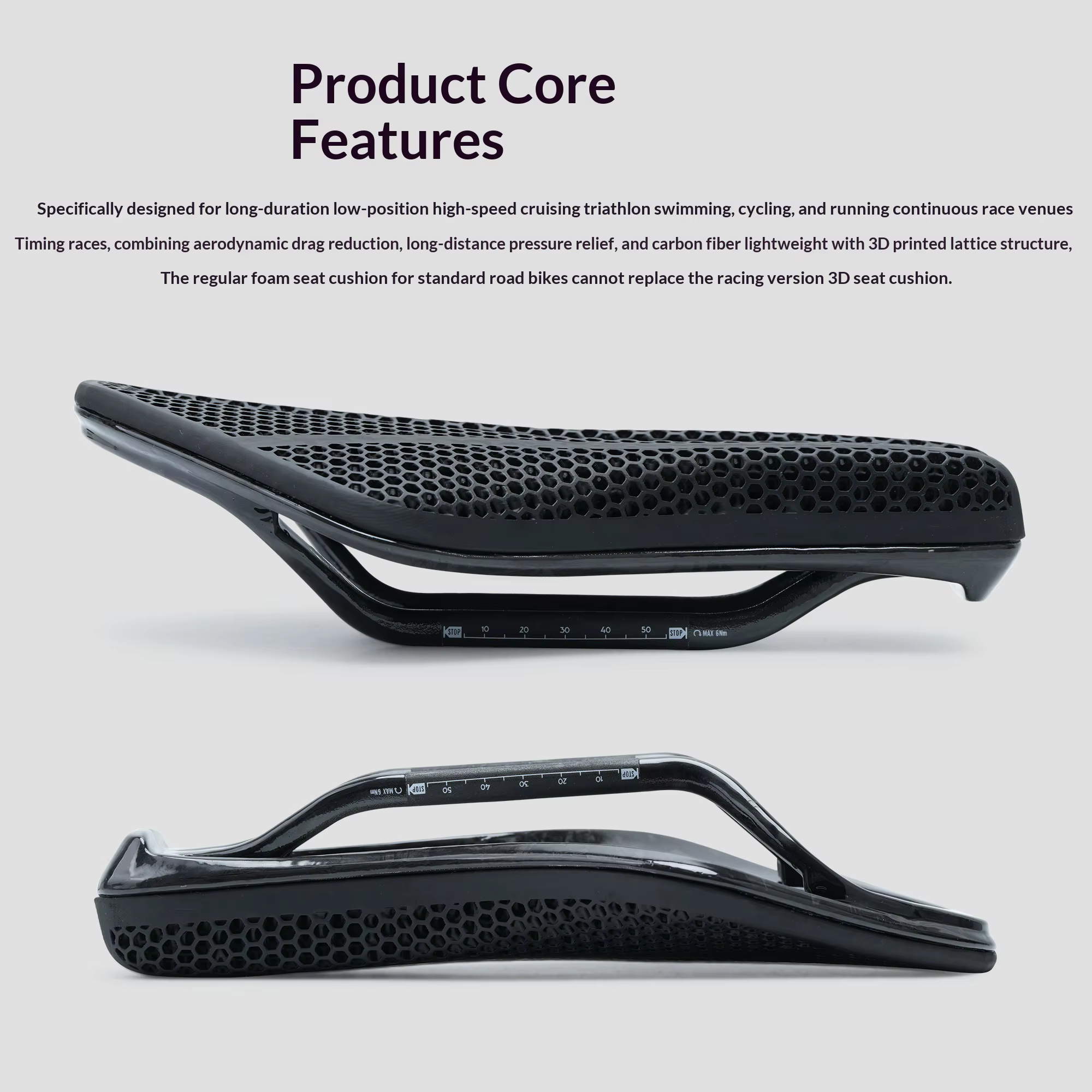 Selle de vélo en fibre de carbone RIRO imprimée en 3D