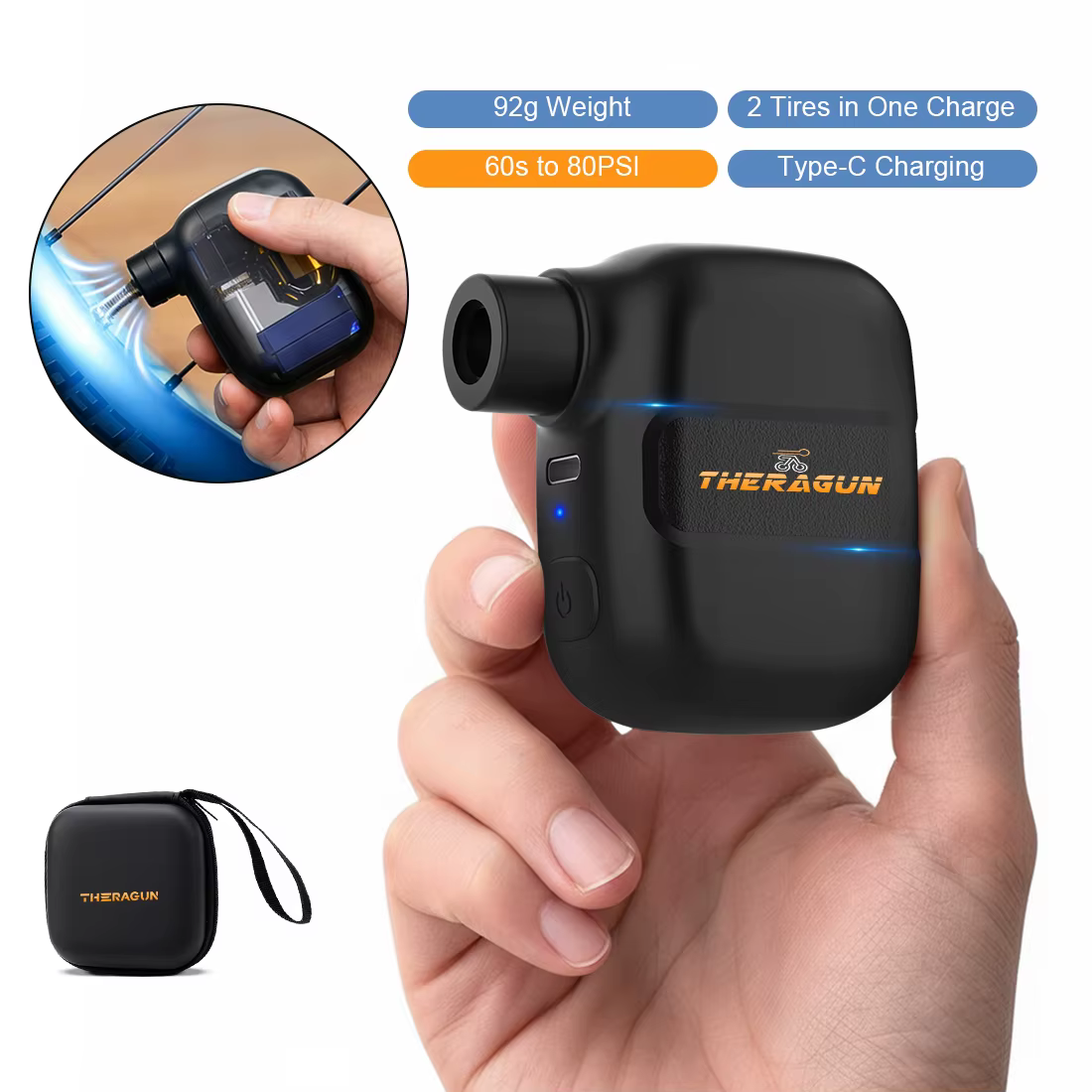 Mini pompe à vélo rechargeable