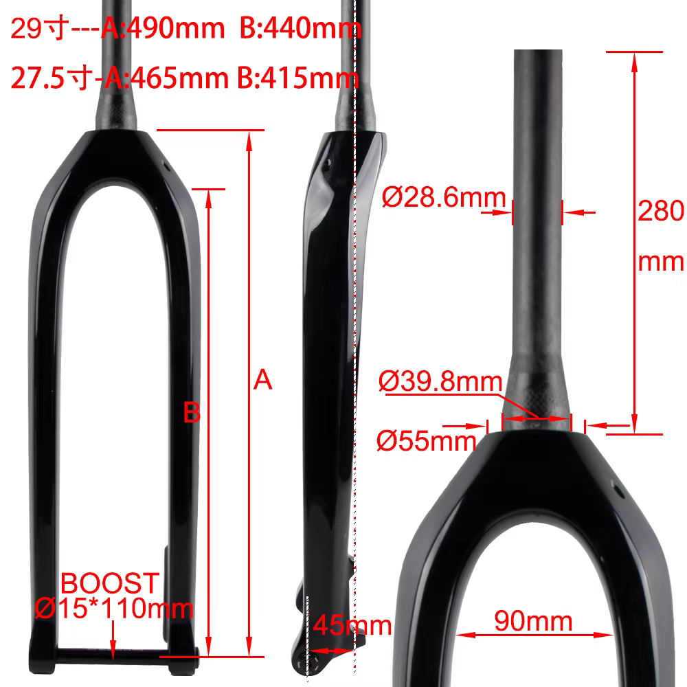 Nouveau VTT entièrement en Fiber de carbone UD VTT frein à disque 15x110mm Boost fourche de vélo améliorée à axe traversant câble intérieur conique
