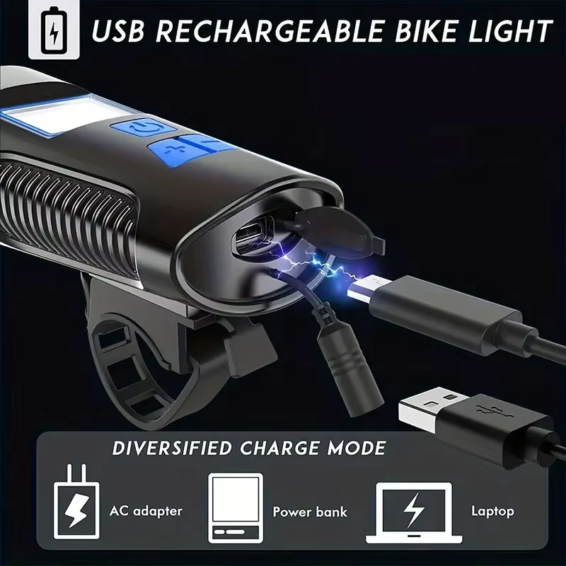 Lampe frontale de vélo portable avec klaxon
