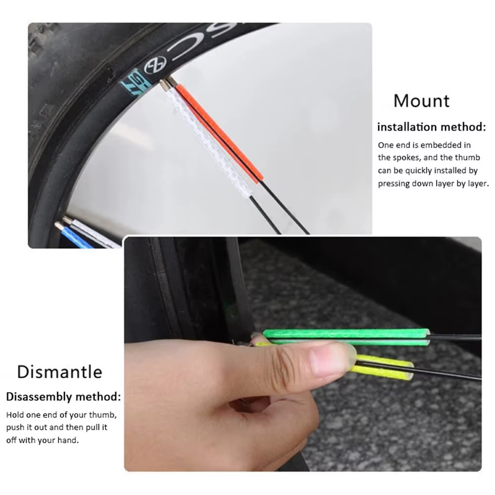 Accessoires de vélo : Tubes réfléchissants à clipser pour jantes