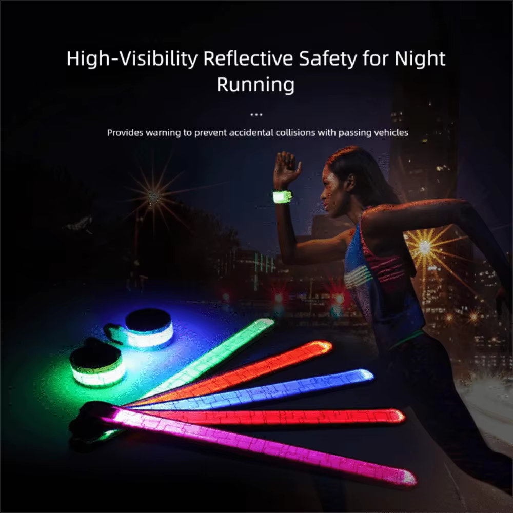 Brassard de course de nuit, bande lumineuse LED, brassard de sécurité pour cyclisme, Sports de plein air, ceinture de bras, bracelet d'avertissement de jambe