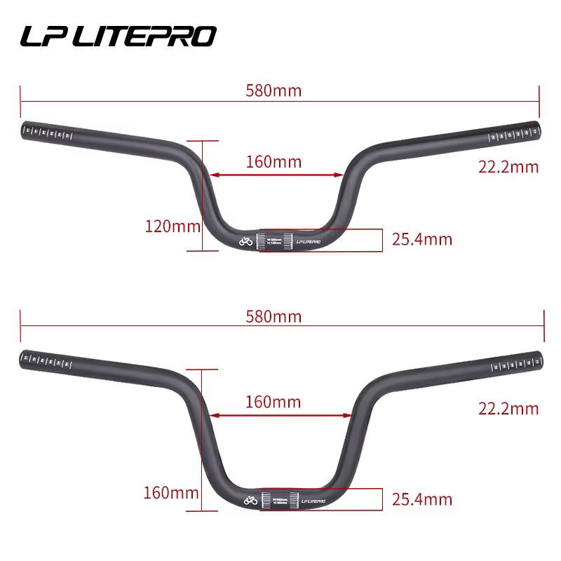 Guidon de vélo pliant de 58CM de diamètre 25.4MM