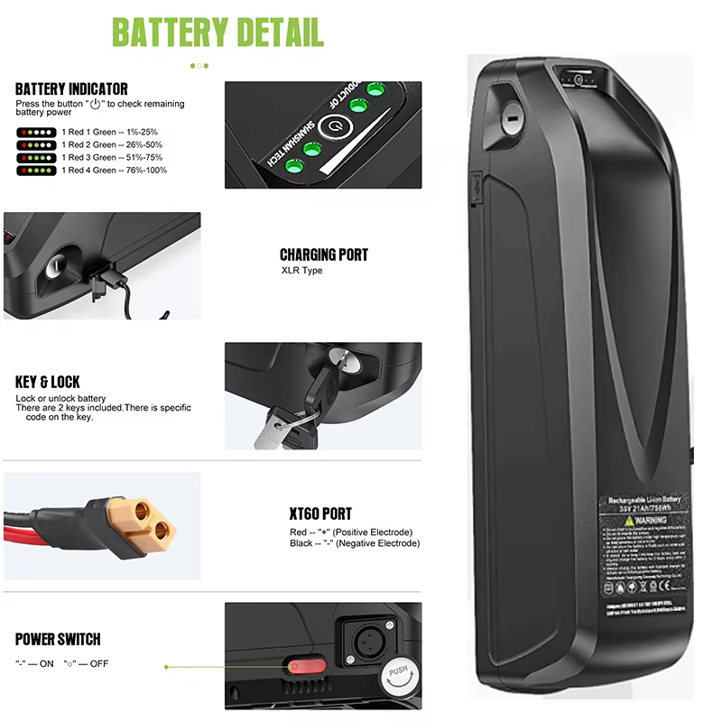 Batterie de vélo électrique Hailong 36V 48V 72V 52V 50Ah 40Ah 30Ah 20Ah