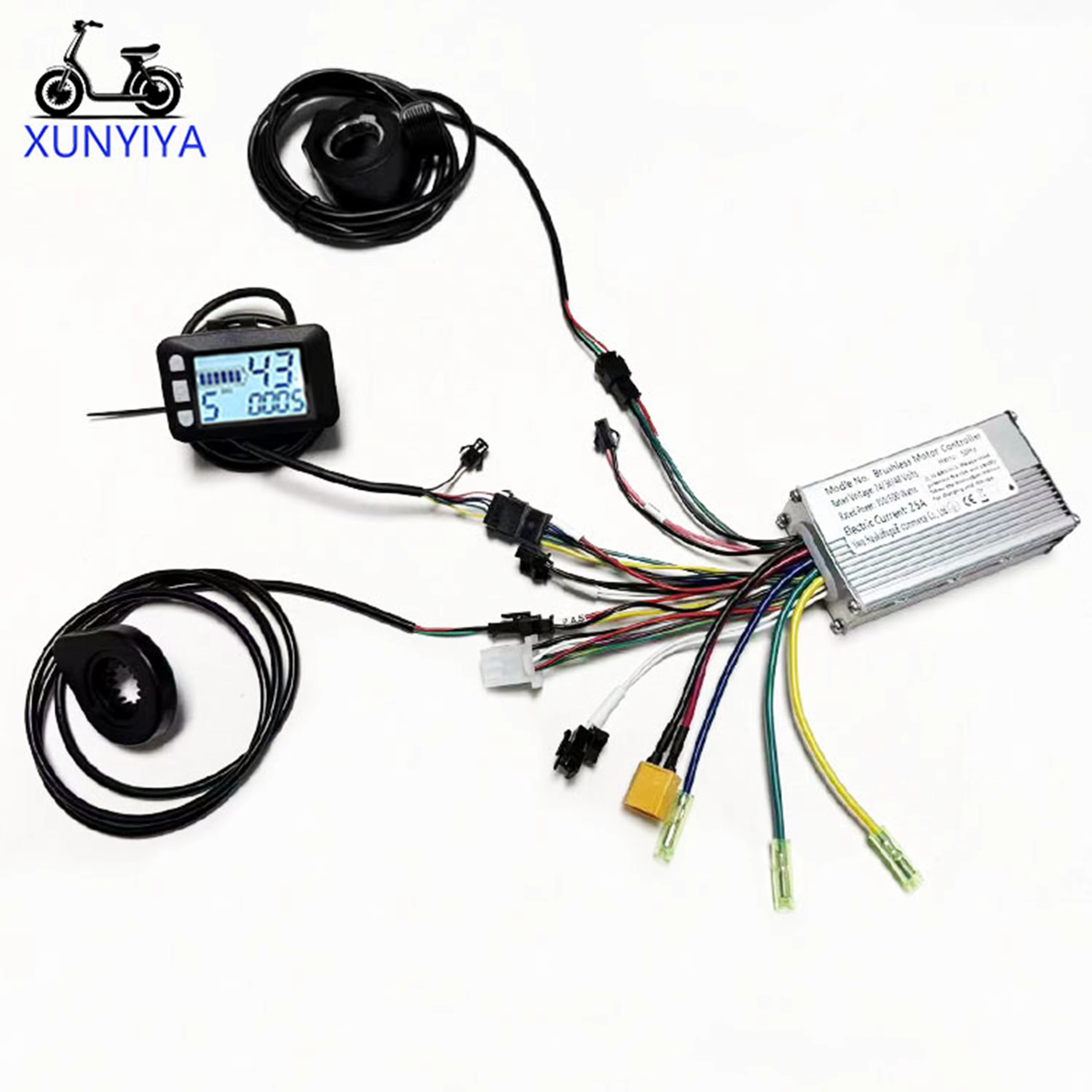 Contrôleur de moteur sans balais pour vélo électrique 25A 24V/36V/48V 350W-500W avec accélérateur P.A.S
