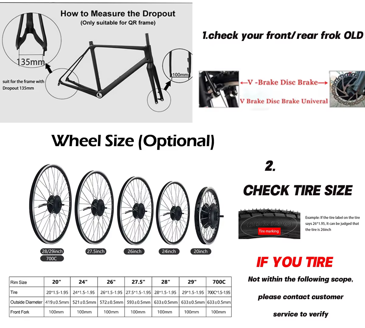 Kit de Conversion de vélo électrique 36V 250W 350W 500W