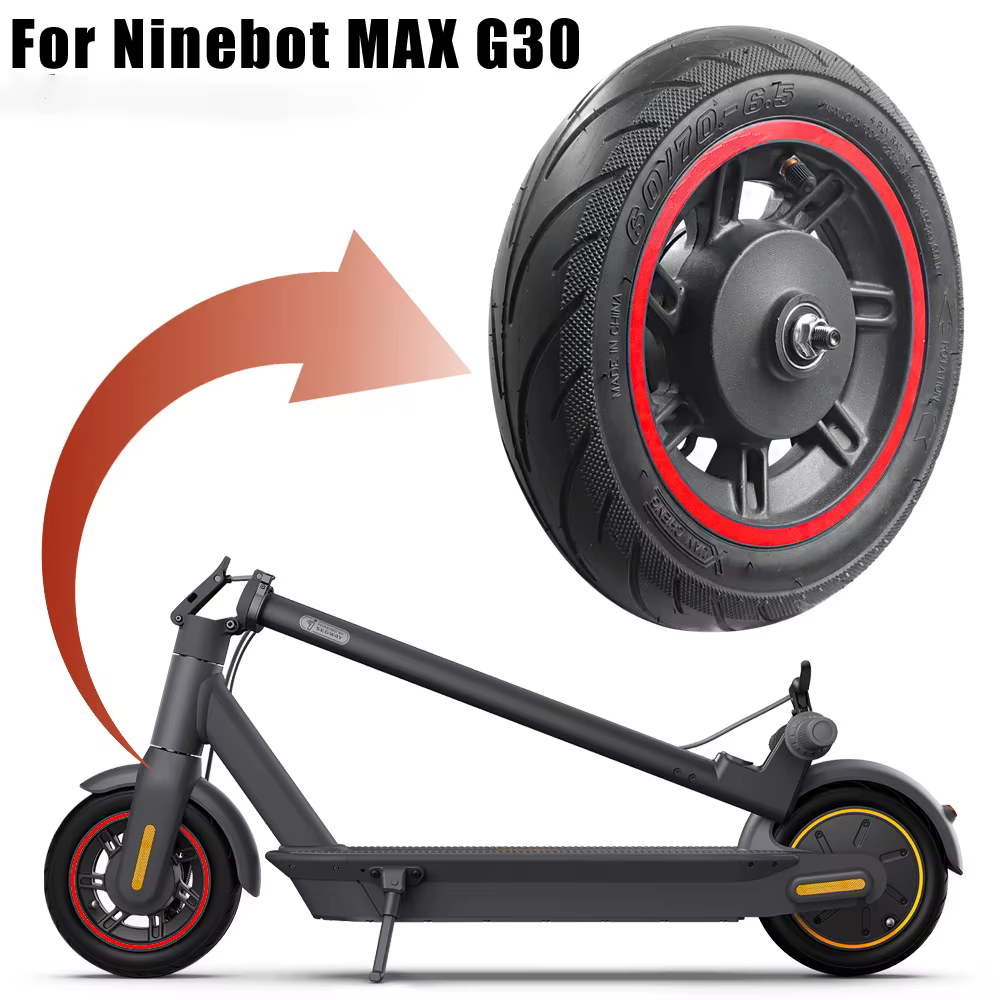 Roue avant de trottinette électrique de 10 pouces avec pneu tubeless sous vide 60/70-6.5 55 pour Segway Ninebot Max G30