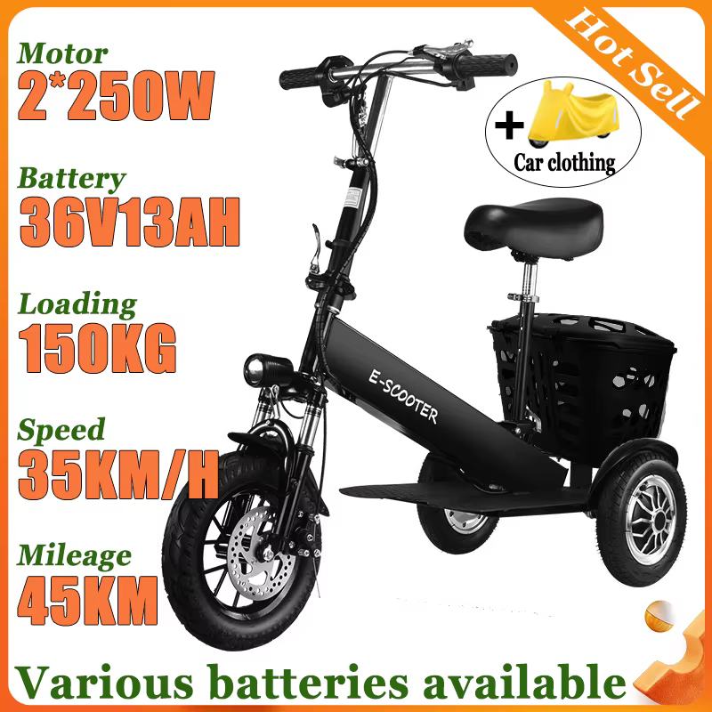Pliant avec panier Scooter électrique Mini petite batterie au Lithium amovible Tricycle