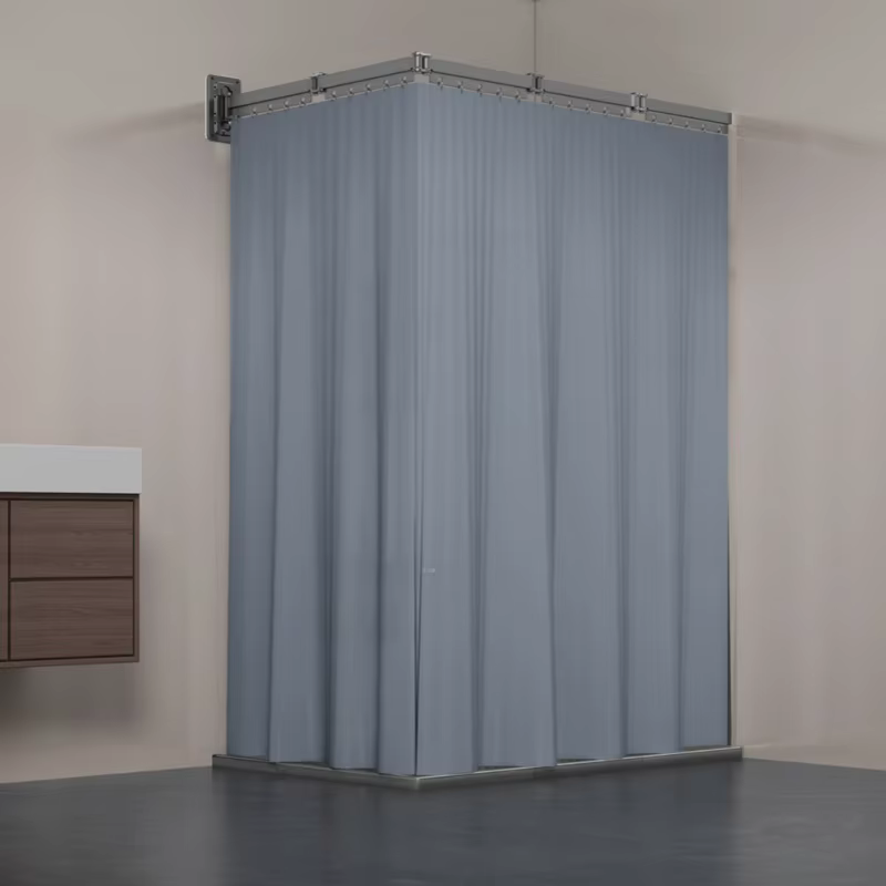 Ensemble de rideaux de douche pliables, cloison de douche invisible, séparation sec-humide, polyester imperméable, rétractable