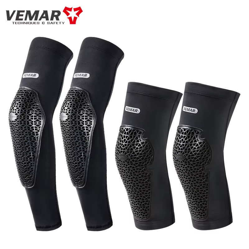 VEMAR Genouillères et Coudières de Moto Respirantes Anti-chute Haute Élasticité pour Motocross, DH, VTT, Cyclisme