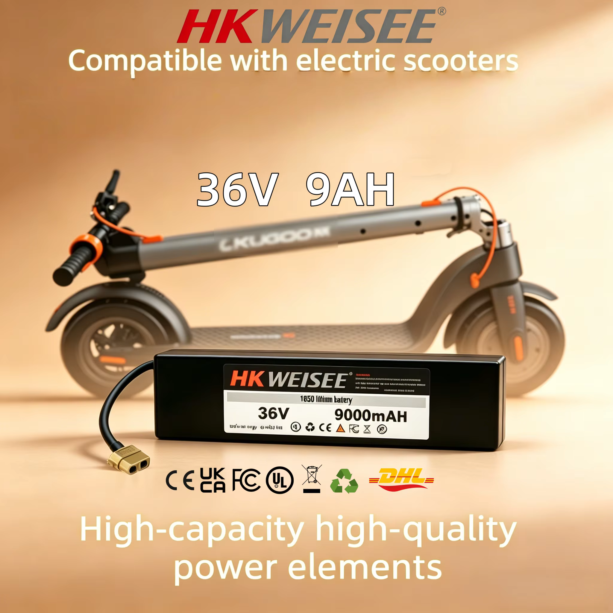 Batterie de scooter électrique 36V 9Ah 12Ah Lithium-ion