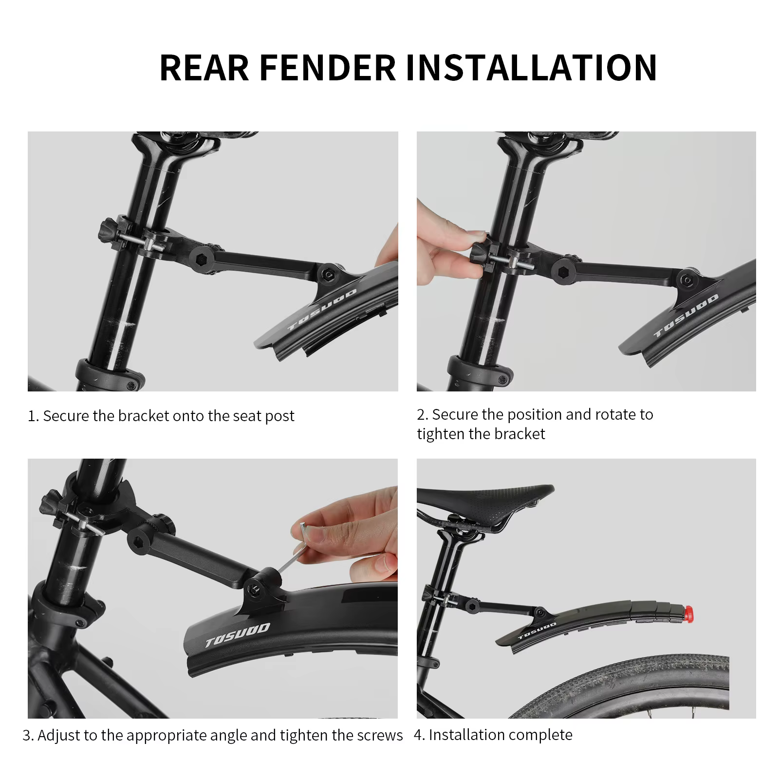 Ensemble de garde-boue de vélo TOSUOD à longueur réglable