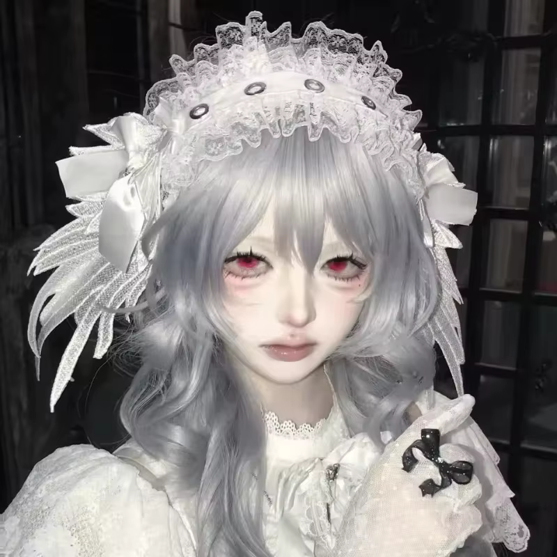 Serre-tête Gothique Lolita, Coiffe Ange Noir, Accessoire Cheveux Y2K, Coiffe Aile en Dentelle, Accessoires Cheveux Subculture pour Cosplay